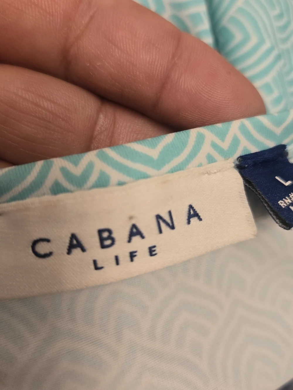 Cabana Life Aqua and Navy Geometric Dress - Picture 7 of 8